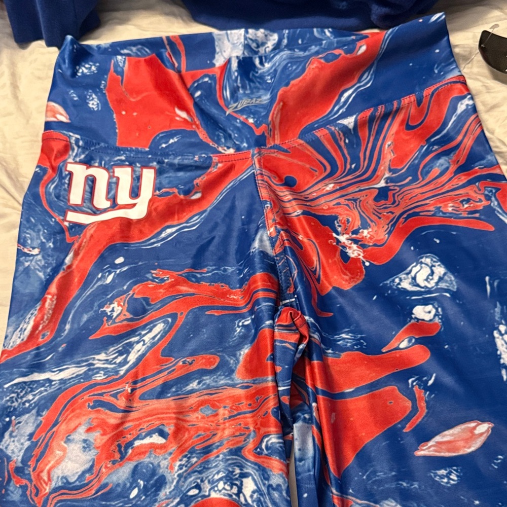 Vibrant Blue and Red Swirl Leggings